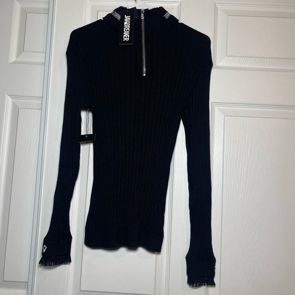 Jawbreaker Dead End Snake Embroidered Turtle Neck Gothic Black Sweater Sz M(US6) - Picture 2 of 10